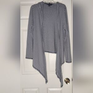 INC XL Striped WhiteBlack PIMA COTTON MODAL Asymmetrical Women OpenedHoodie